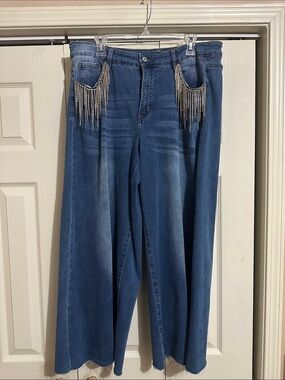 Lucky & Blessed Flared Jeweled Jeans